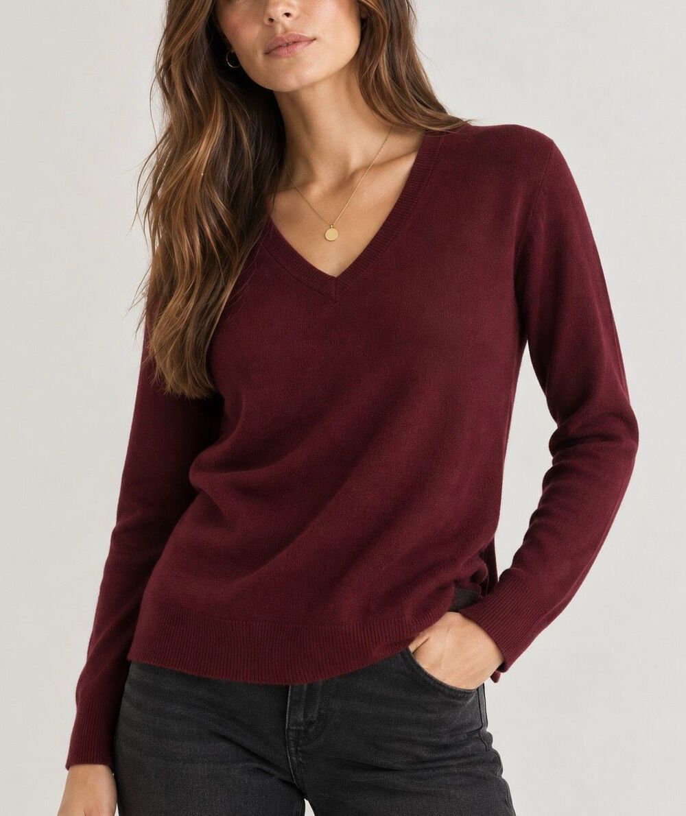 Daily Ritual burgundy vneck sweater xs